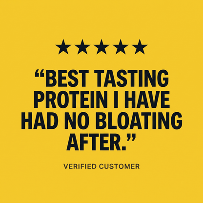 Five star customer review of Yellow Bee Island Power Protein chocolate whey